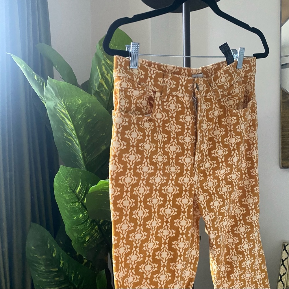 Zara Mustard Patterned Jeans